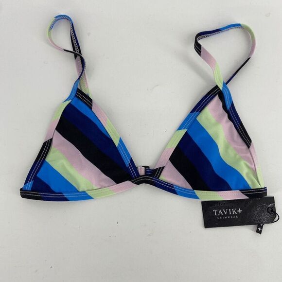 Tavik Jett Esalen Womens striped blue green new triangle swim bikini top small - Picture 6 of 13